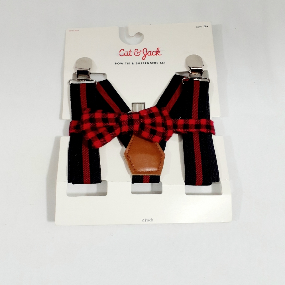 Cat & Jack Boys Toddler Suspenders and Bowtie Set Ages 3+ - Picture 4 of 5